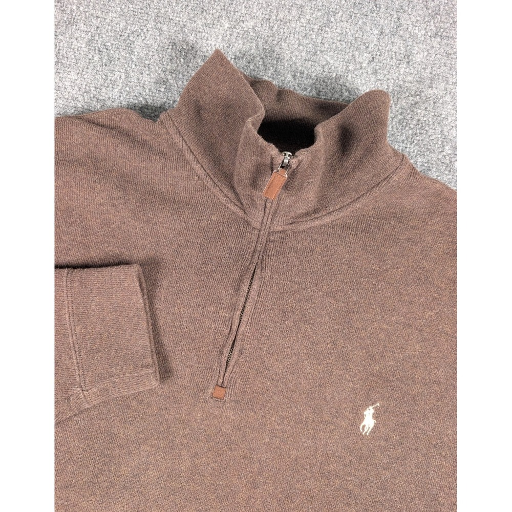 Polo Ralph Lauren 1/4 Zip Sweater Mens 2XLT Brown Casual Winter‎ Heavy